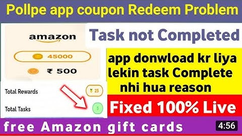 pollpe redeem problem | Task not completed 100% fixed | pollpe unlimited coins | Aasif Sheikh28