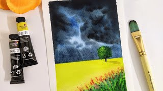 Stormy clouds painting in watercolor/ landscape painting/ monsoon special/ #shorts