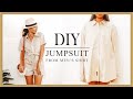 Refashion DIY Men's Shirt into Jumpsuit/Romper