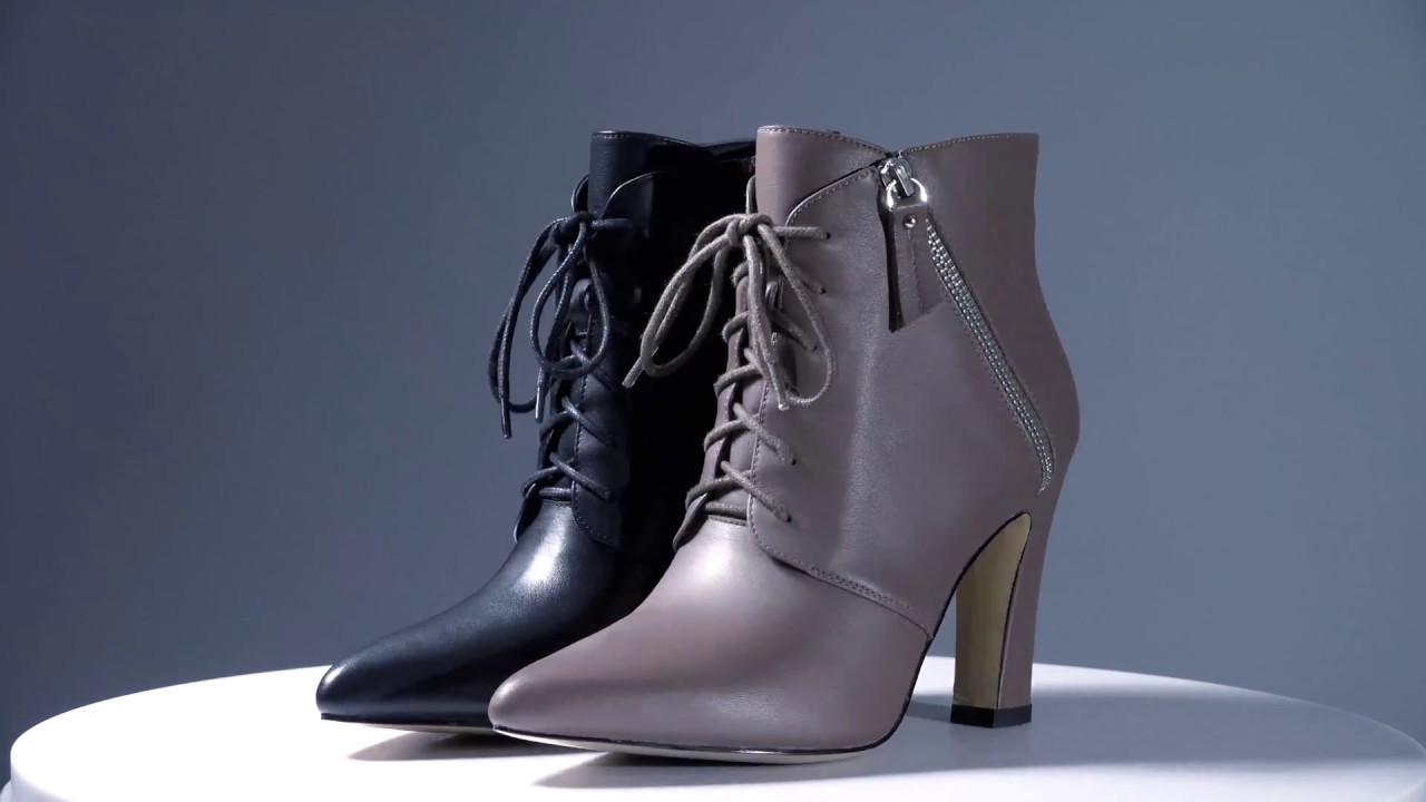 Ricici - Vintage Damesschoenen Hoge Hakken Zwart Enkellaarsjes Stiletto Runtige Neus Leren Laarzen