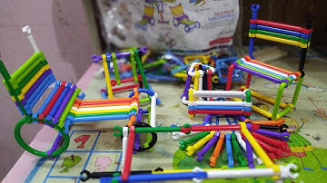 Sticks Connector Set | Colorful Plastic Educational Stick Assembly Blocks | Kids Learning Activity