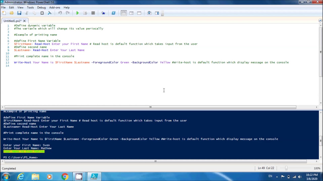 Powershell variables