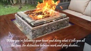 Fire Pit Table Saga Time lapse DIY fire pit table with water fall feature!