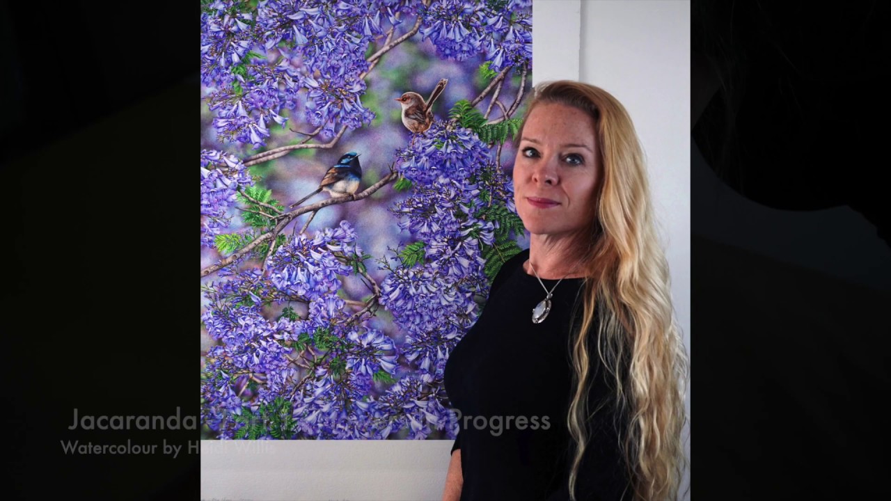 'Jacaranda Blooms + Blue Wrens' - WIP Part 1