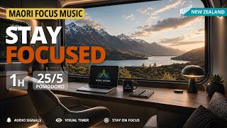 Stay Focused Remotely | 1-Hour Pomodoro Timer (25/5) | Productivity Music | New Zealand