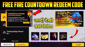 LIGHT FEST COUNTDOWN REDEEM CODE | HOW TO GET 10000 DIAMONDS | FREE FIRE TODAY REDEEM CODE |