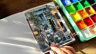 Gouache Urban Sketching: Capturing the Charm of a Cozy Plant Shop 🌿🎨