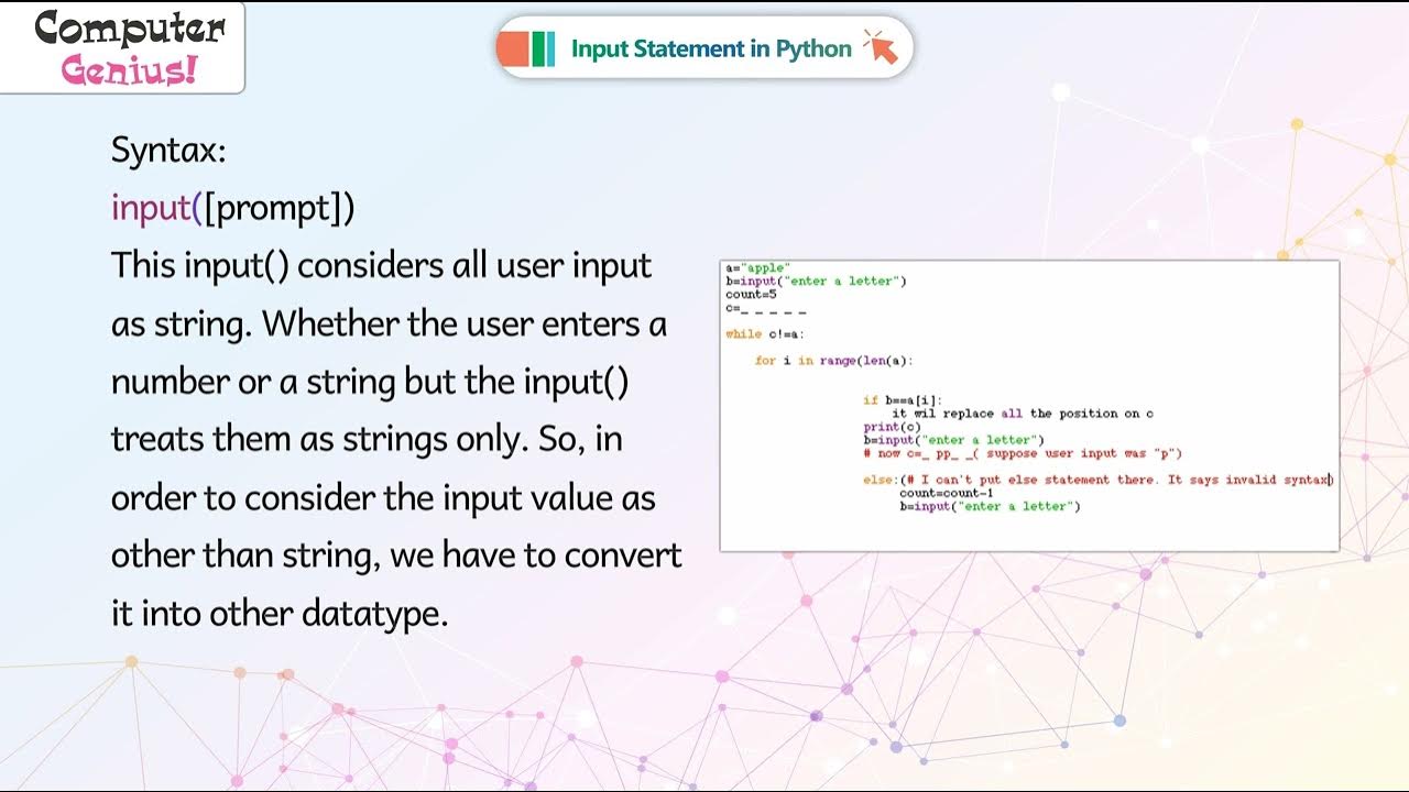 Input Statement in Python | 𝐂𝐡 10 |Computer Genius |𝐂𝐥𝐚𝐬𝐬 8 - YouTube