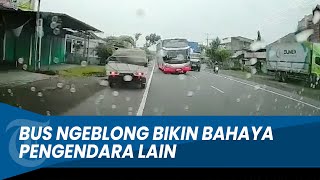 DETIK-DETIK Bus Ngeblong di Sragen Bikin Bahaya Pengendara Lain