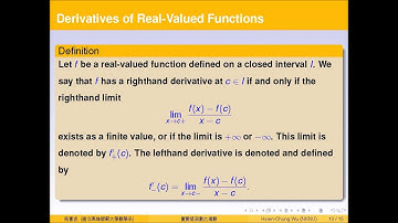 Derivatives of Real Valued Functions