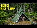 Alone in the wilderness (campfire cooking) hot tent camping