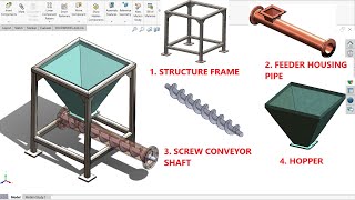 ✅How to design a Hopper screw conveyor in SolidWorks #solidworksassembly