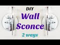 DIY glam wall sconces made two ways from dollar tree supplies. Craft your stash collaboration.