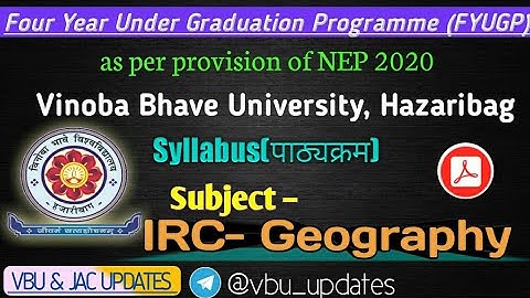 VBU FYUGP Syllabus Geography (IRC) for Sem 1/2/3