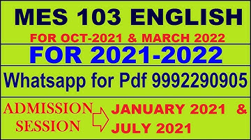 MES 103 Solved Assignment 2021-22 in ENGLISH,  Whatsapp For Full Pdf  9992290905.