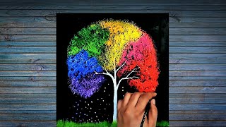 Rainbow Tree | Acrylic Painting for Beginners | Step By Step | How to paint a Simple Painting ideas