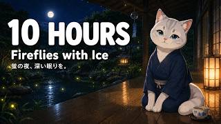 Fireflies & Moonlight with Ice ✨🐱 10+ Hours Lofi for Deep Sleep ~ summer night by the stream screenshot 5
