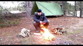 Гамак зимой, немного о еде в походе  Winter camp in a hammock