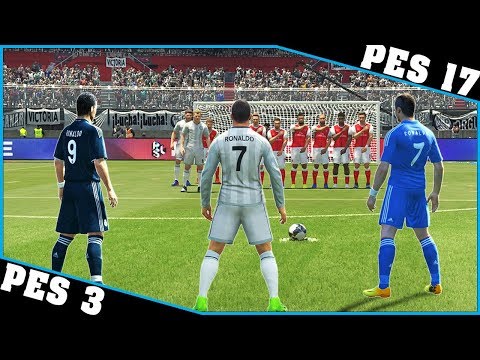 CRISTIANO RONALDO free kicks evolution from PES 3 to PES 17 ⚽