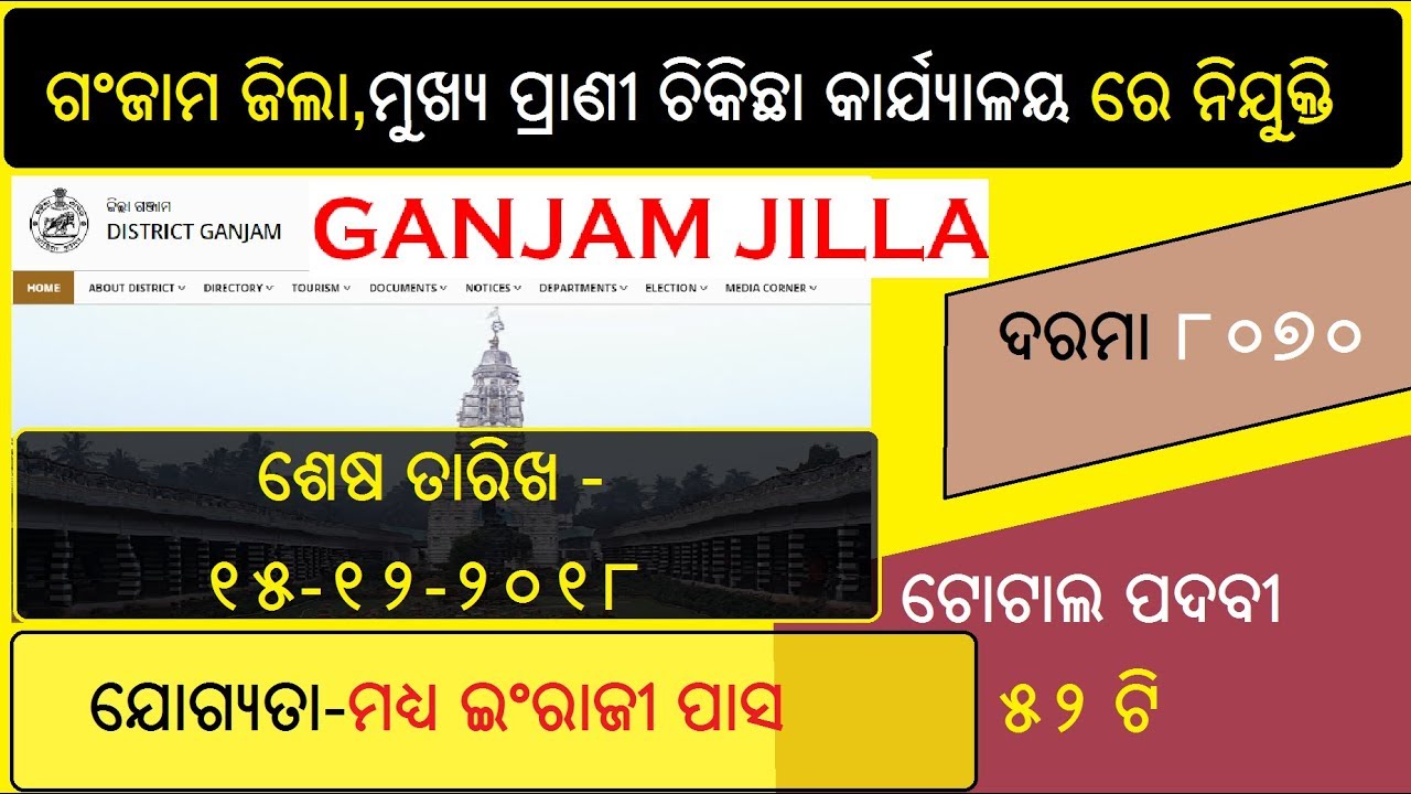 52 vacancy ganjam district recruitment odisha job details Odisha Govt Job 2023