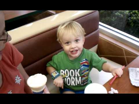 Toren eating ice cream at Burger King