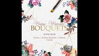 Bouquets Vintage flower Watercolor png