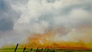 sky watercolor painting landscape storm 0ga demonstration