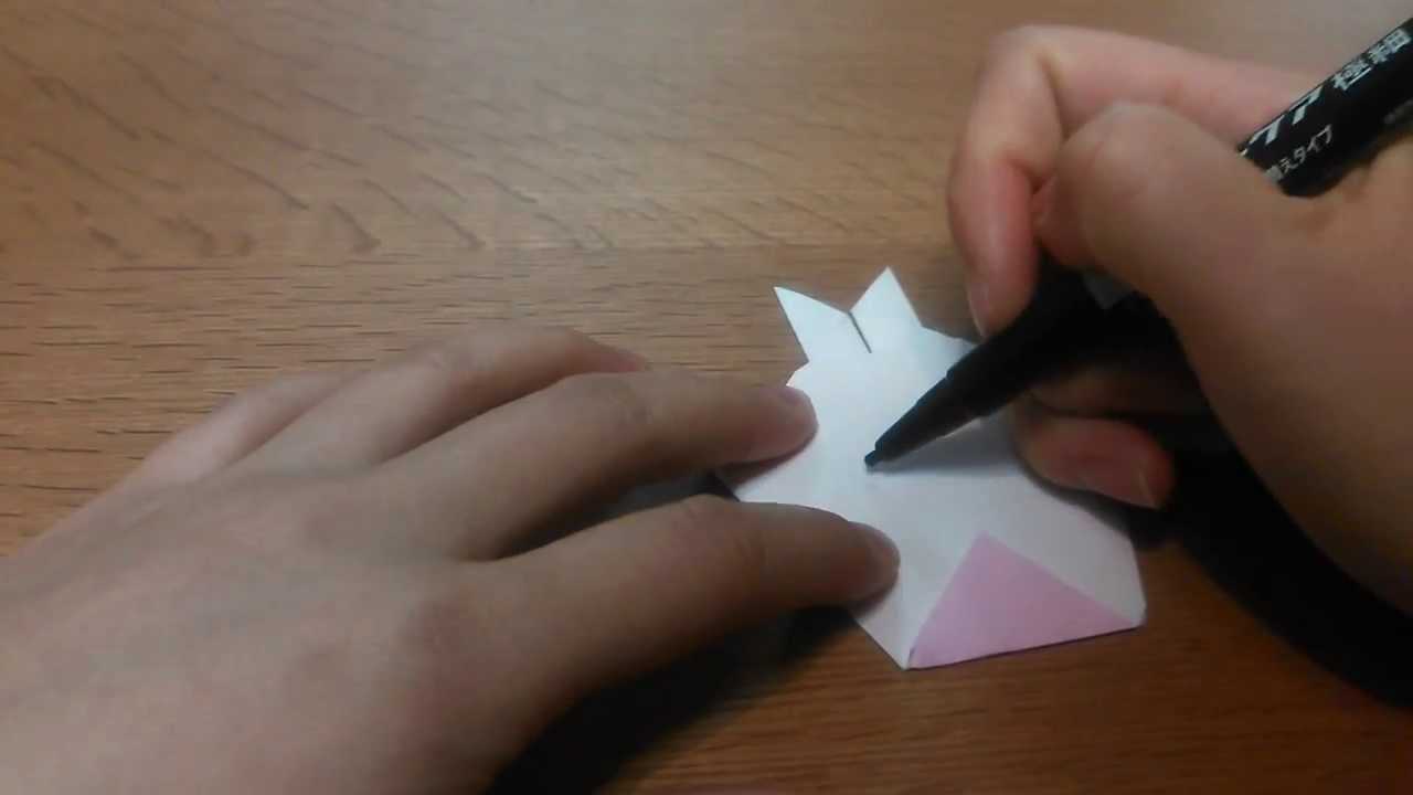 Origami how to make a hand puppet rabbit.うさぎの指人形 - YouTube