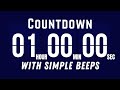 1 Hour Flip Clock Countdown Timer – Flip Sounds & Simple Beeps | Start & End Alert