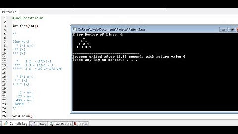 Learn C Programming A-Z: Pascal Triangle|Factorial Function||Number Pattern Printing In C