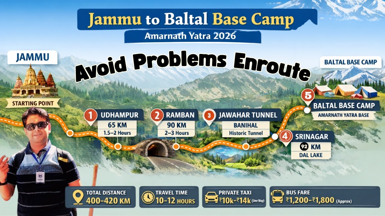 Amarnath Yatra 2026 | Jammu se Baltal Base Camp Kaise Pahuchen? | Distance, Time, Cost Full Guide