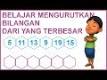 Belajar mengurutkan bilangan mulai dari yang TERBESAR untuk anak SD kelas 1 bagian 8