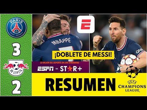 PSG 3-2 Leipzig. DOBLETE de Messi en REMONTADA. Mbappé mete GOL, erra PENAL | Champions League