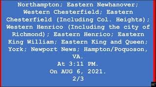 Flash Flood Watch (EAS 850) Aug 6, 2021 NWS Wakefield, VA