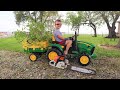 A day in the life on the farm for kids  trimming tree  tractors for children