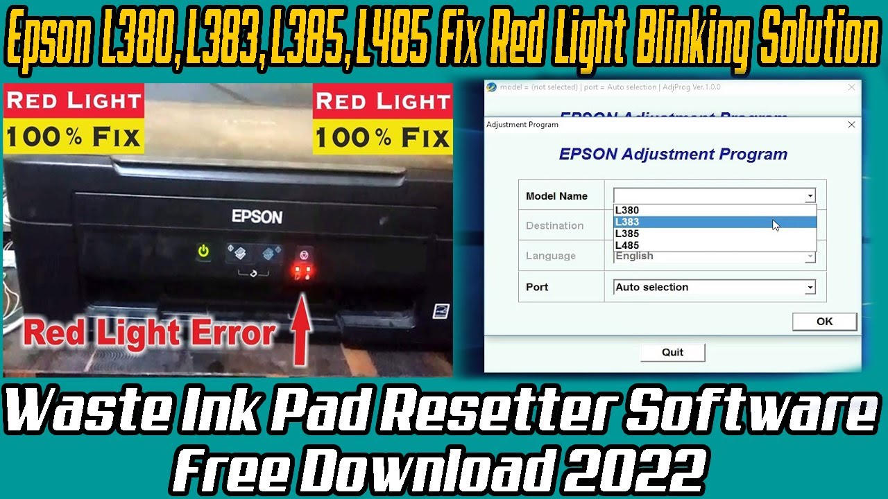 Epson L380,L383,L385,L485 Waste Ink Pad Resetter Software Free 100 Working in தமிழில் 2022