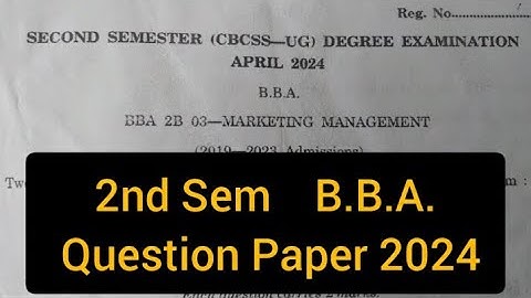 MARKETING MANAGEMENT         |        2nd Sem    B.B.A.      Question Paper  2024  #calicut #share