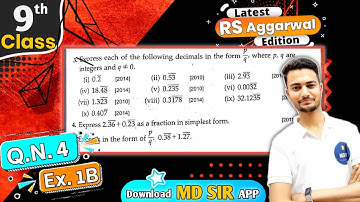 Rs Aggarwal Class 9 Chapter 1 | Exercise 1B Question number 4 | Number System | Md Sir Class 9