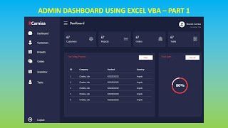 Admin Dashboard Using Excel VBA || Modern UI dark - Part 1 screenshot 4