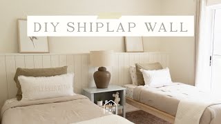 DIY Shiplap Wall Headboard