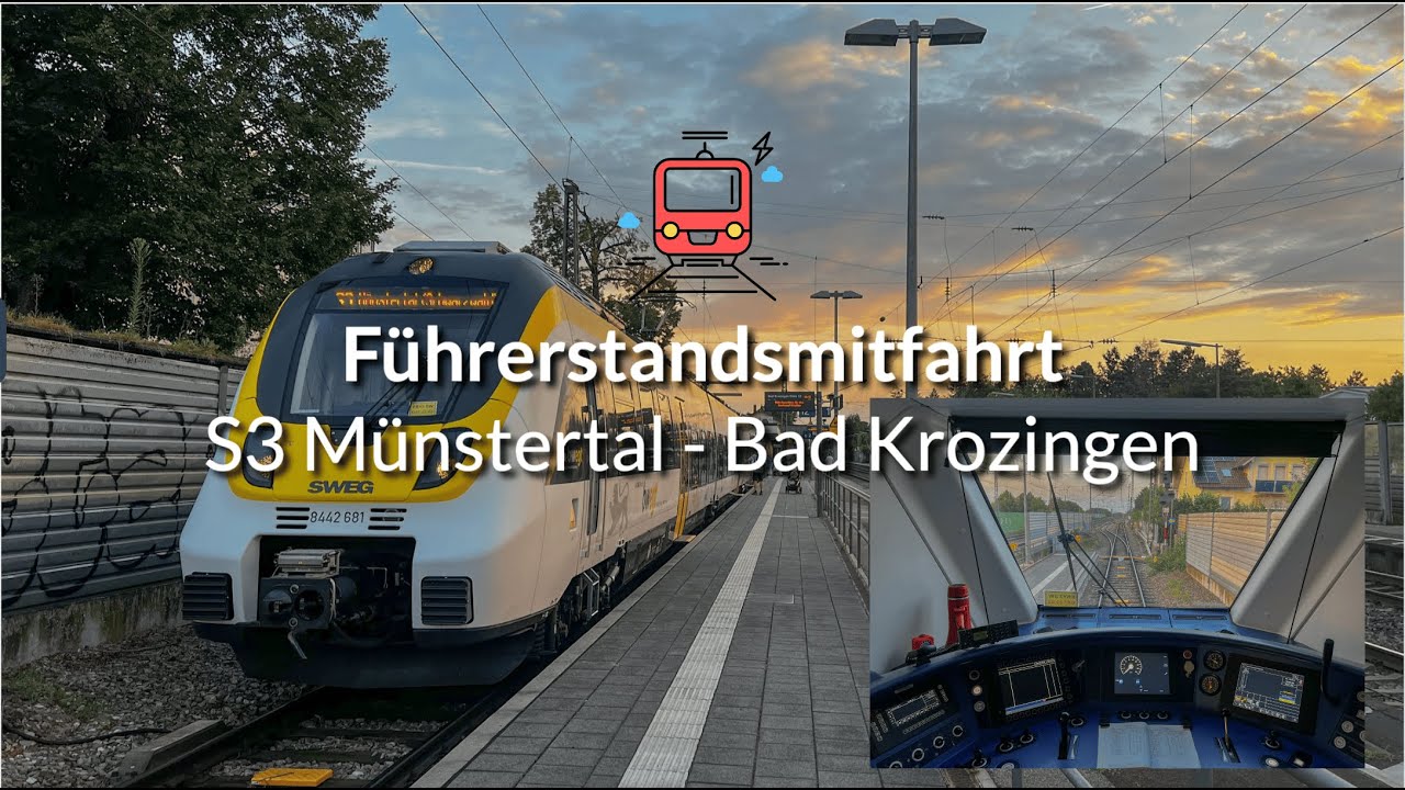 4K Führerstandsmitfahrt S3 Münstertal - Bad Krozingen | Br 8442 | CabRide