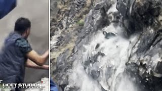 Onlookers run for cover as road disappears | HUGE LANDSLIDE