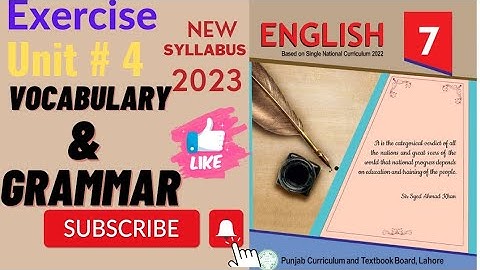 Quaid-e-Azam // Exercise Unit: 4 // Vocabulary and Grammar // English Class 7th #viral #viralvideo