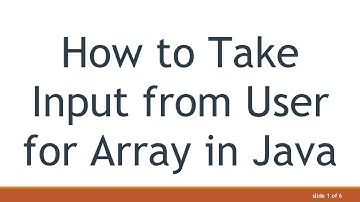 How to Take Input from User for Array in Java