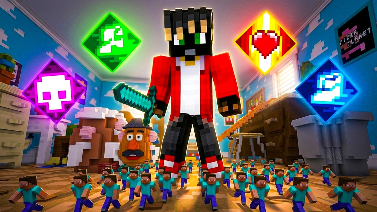 100 LIDÍ VS MINECRAFT TOY STORY SCHOVKA