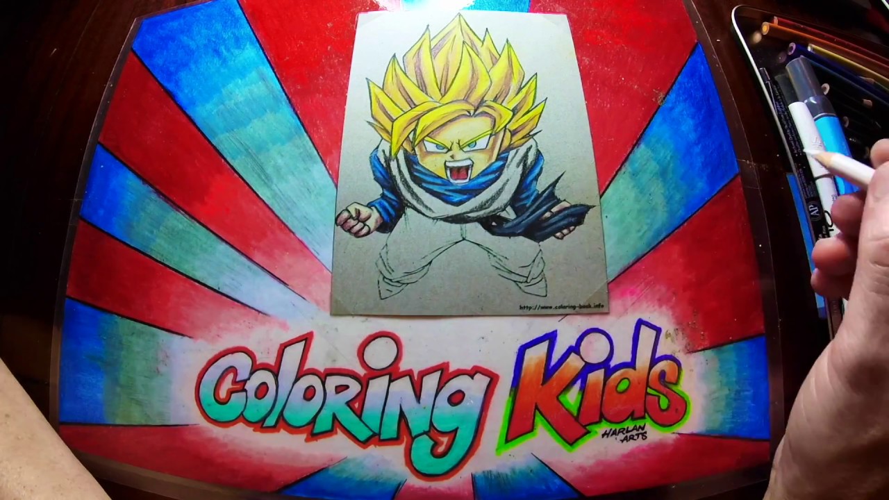 Dragon Ball Z Disegni da colorare per i bambini imparare a colori con Super Sayan Goku Kid