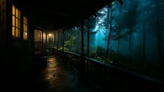 Deep Forest Rain at your Cozy Cabin at Night | Varying Rain Sleep Sounds with Calm Thunder | 10 hrs