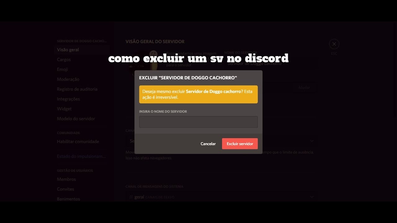 Como Apagar Um Servidor No Discord YouTube