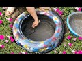 DIY - Cement Craft Ideas - Unique fountain in the middle of the flower garden