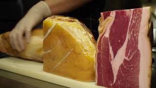 【美味い生ハムはコレだ！】塊から解体そしてスライスまで〜プロの技見せます〜